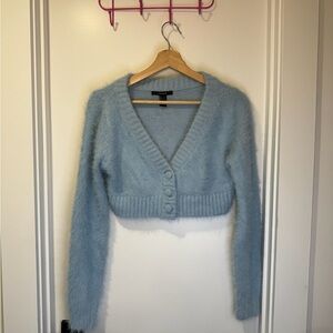 Forever 21 Light Blue Fuzzy Cardigan